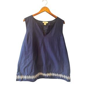 Vineyard Vines | 100% Cotton Navy Blue Embroidered Sleeveless Tank | Size Large